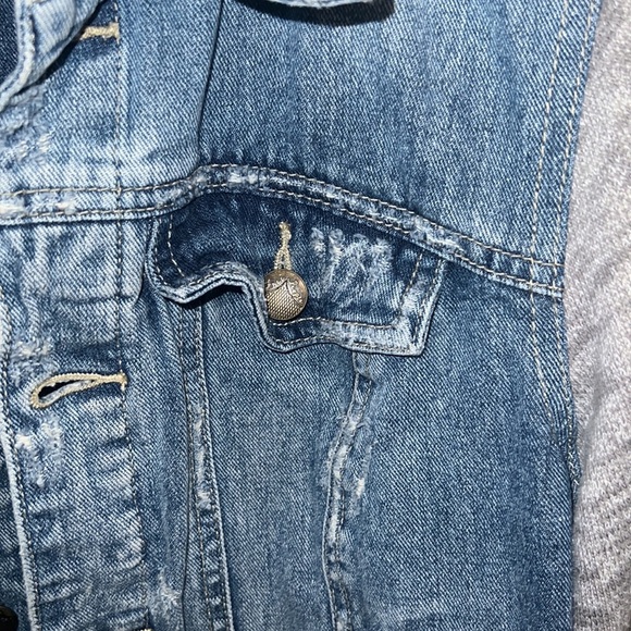 Free People Denim Knit Sleeve Jacket Size Small - Picture 4 of 6